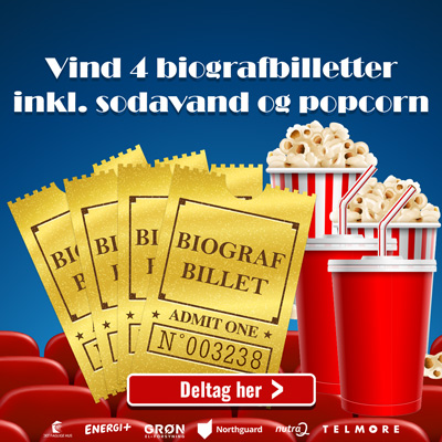 Få 4 gratis biografbilletter inkl sodavand og popcorn